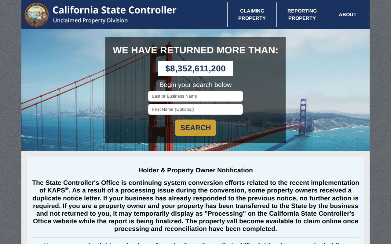 Ontario people search using California unclaimed property