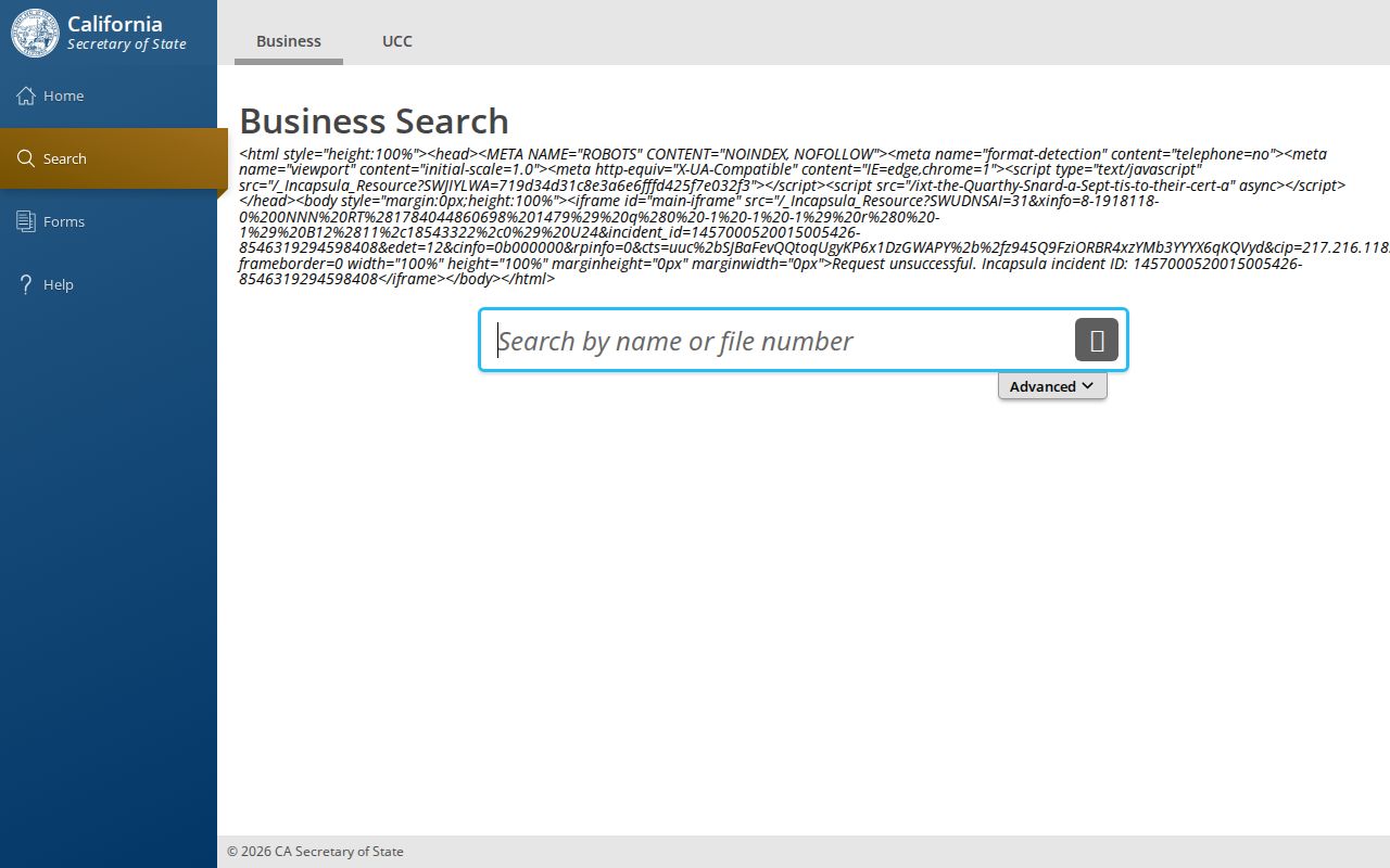 Ontario people directories screenshot of California business entity search